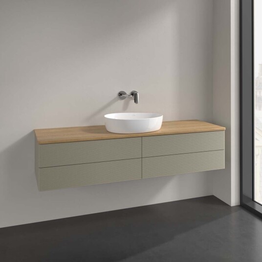 Villeroy & Boch Antao Servantskap med 4 skuffer 160x50x36 cm m/lys Steingrå/Eik