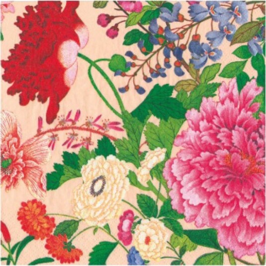Caspari   A Profusion Of Flowers serviett 24x24 cm 20 stk skjellrosa
