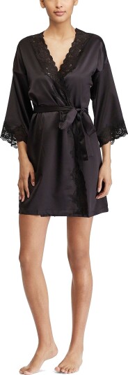 Lauren Ralph Lauren Morgenkåpe LRL Signature Lace Kimono Robe Svart
