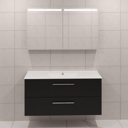 Dansani Mido+ Møbelpakke Servantskap med Servant Svart Struktur / 120cm Top Speilskap