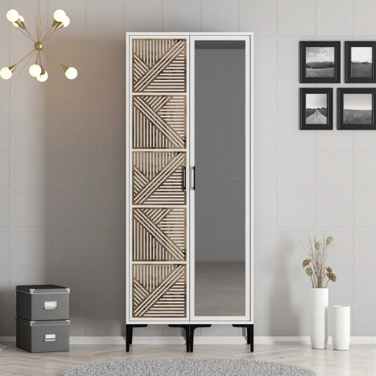 Kumsal Garderobe med Speil - Hvit