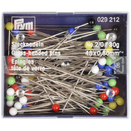 Prym Knappenåler Glasshode Stål Ass Farger 0,80x48mm 30g