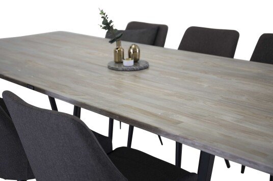 Venture Design Jepara & Plaza spisegruppe Grå/grå 6 st stoler & bord 250 x 100 cm