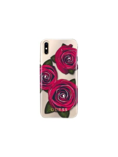 Guess Flower Desire Red Rose iPhone X Case Transparent