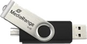 Mediarange Mr932 Usb-Flashstasjon 32 Gb Usb 2.0 Micro Usb Svart/Sølv