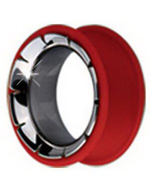 Piercing Tunnel i Silikon med Kirurgisk Stål 316L Rød Strl 16 mm