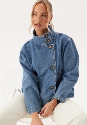 Objekt Collectors Item Objtilla Gro Denimjakke Blå L med Høy Krage