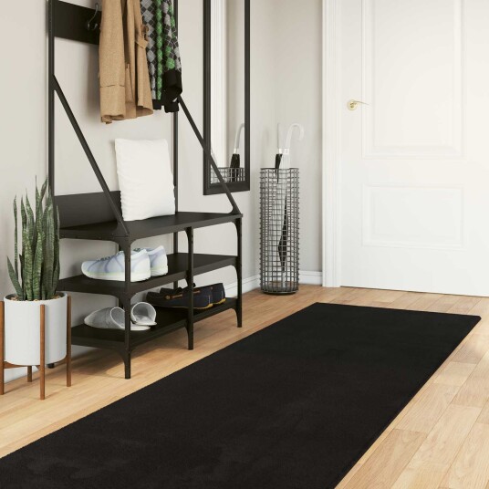Medium Pile Soft and Washable Rug HUARTE Svart 500 x 80 cm
