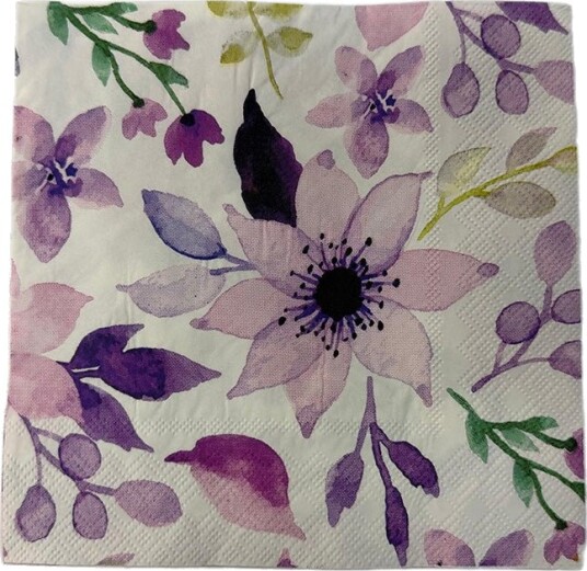 Christiania Glasmagasin Collection Servietter 33x33cm Blomsterprint Lillatoner