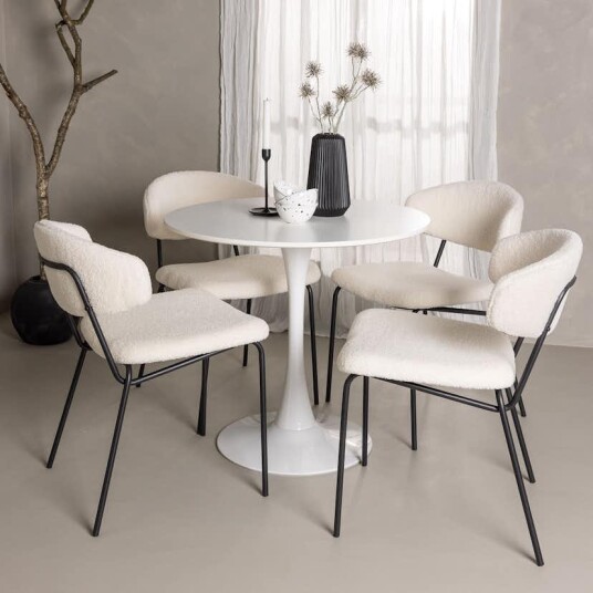 Spisegruppe Venture Home Hamden Ø80 cm med 4 Chico Stoler