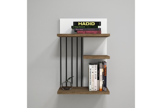 Vegghylle Tyrsberget 40 cm Hvit|Brun