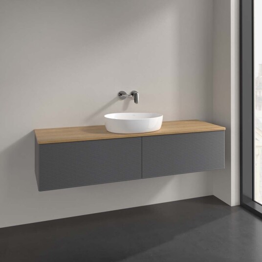 Villeroy & Boch  Antao Servantskap med 2 skuffer 160x50x36 cm u/lys Antrasitt/Eik