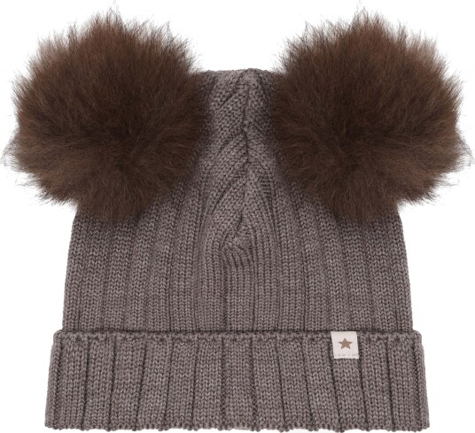 Huttelihut Lue Merinoull med Dusker Alpakka Brown Melange 52