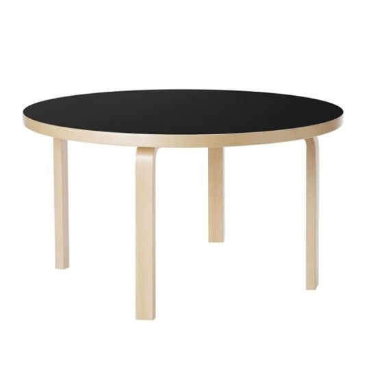 artek Aalto 90A Rundt Bord 60 cm Bjørk/ Sort Linoleum