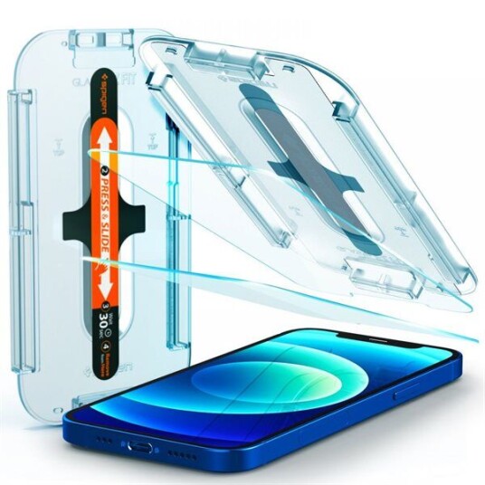 Spigen EZ Fit Herdet Glass Skjermbeskytter 2-pakning for iPhone 12/12 Pro - Case Friendly