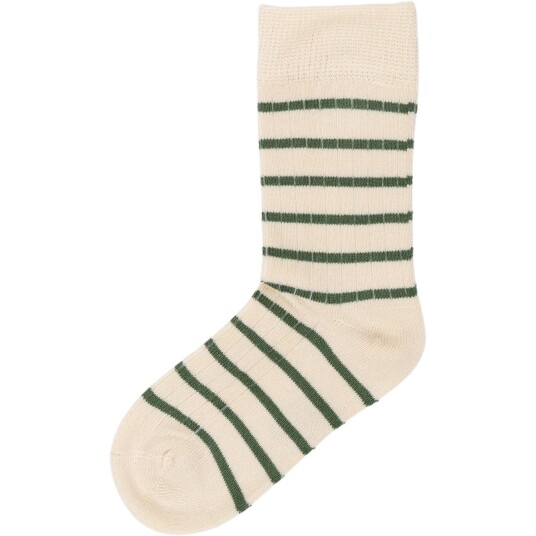 minipop® Emerald Green/Off White Bambus Strømper Stripe 31-34