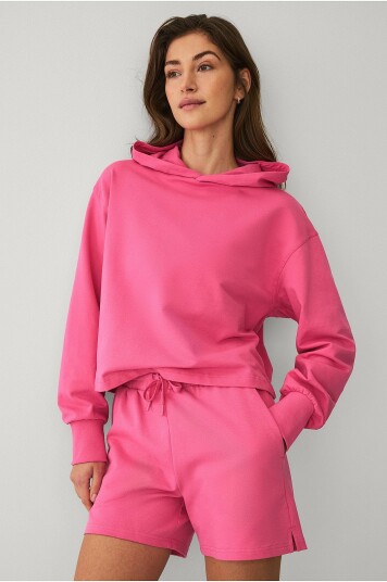 Ellos STUDIO Treningshettegenser Oversized Cropped Sweat Hoodie Rosa