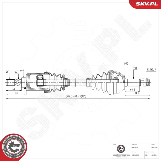ESEN SKV 40SKV237 Drivaksel