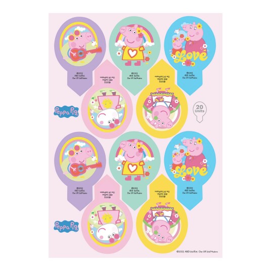 Spiselige Cupcakedekorasjoner Wafer Peppa Gris Pk/20 Spiselige Cupcakedekorasjoner Wafer Peppa Gris Pk/20