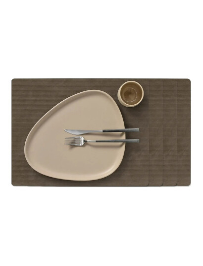LIND DNA 4 Set Table Mat Square L Corduroy   Brown   35X45CM
