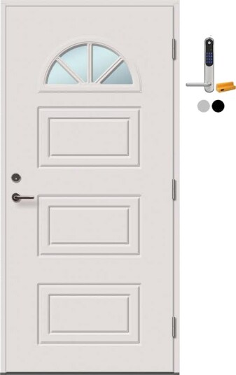 Ytterdør Tundøren Tun 543 Klarglass Hvit med Yale Doorman Classic Home