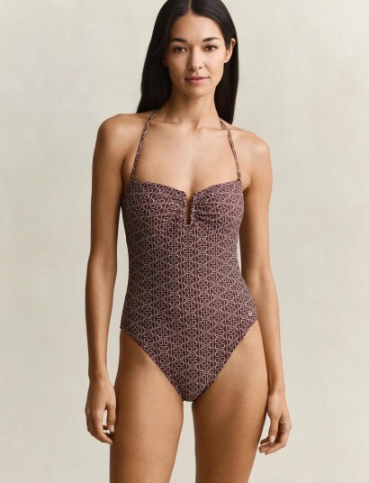 GANT Printed Padded Swimsuit Brown L