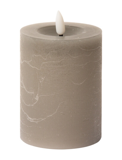 C"est Bon Rustic Finish Led Pillar Candle   Brown   H10CM