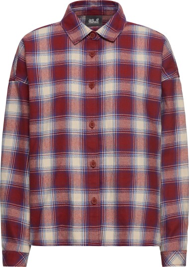 Jack Wolfskin Women"s Baja Flannel Shirt Check Merlot XXL