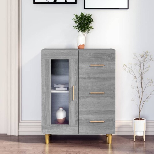 beBasic Skjenk grå sonoma 69,5x34x90 cm konstruert tre GrÃ¥ beBasic Skjenk grå sonoma 69,5x34x90 cm konstruert tre GrÃ¥