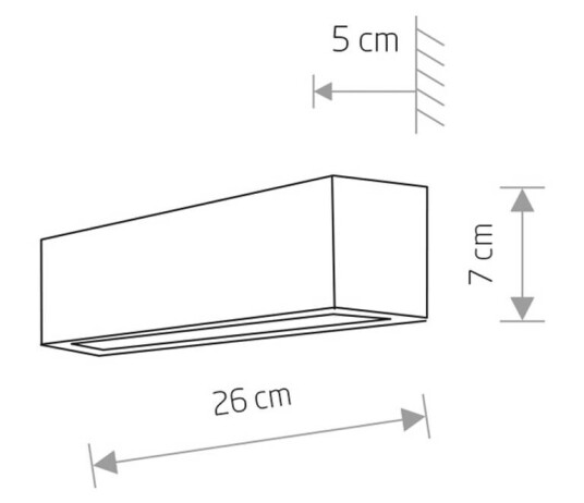 Euluna Vegglampe Straight XS, bredde 26 cm, grafitt