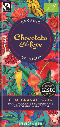 Chocolate and Love Sjokolade Pomegranate 70% 80g Chocolate and Love Sjokolade Pomegranate 70% 80g