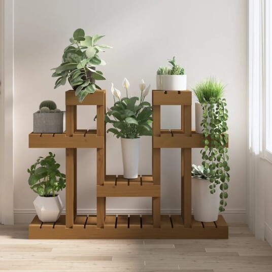 vidaXL Plantestativ honningbrun 104,5x25x77,5 cm heltre furu vidaXL Plantestativ honningbrun 104,5x25x77,5 cm heltre furu
