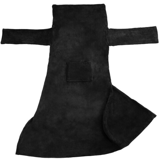 Tectake Fleece pledd med armer 200 x 170 cm,svart