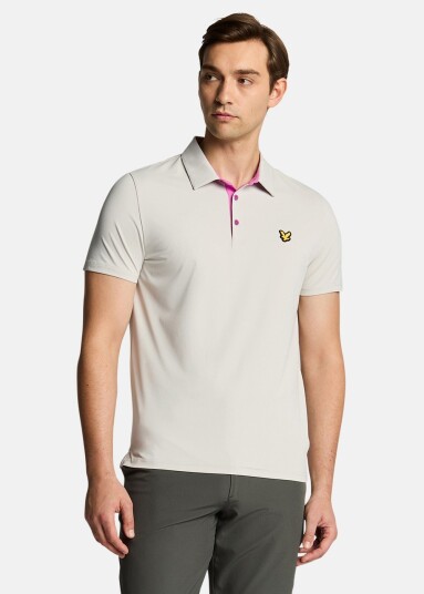 Contrast Placket Polo Shirt Pebble/ Contour Pink L  Trenings T Shirts