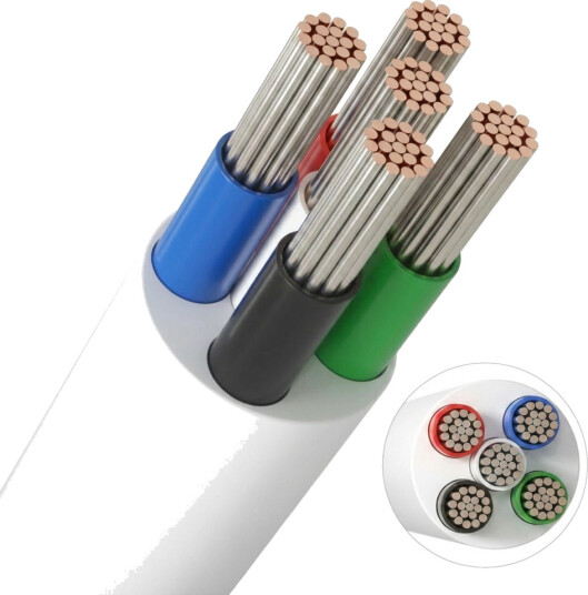 5m RGBW kabel hvit rund 5x0,35mm² 12V 24V til LED strip