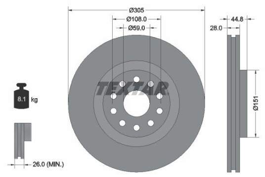 Bremseskive TEXTAR 92115800 Bremseskive TEXTAR 92115800