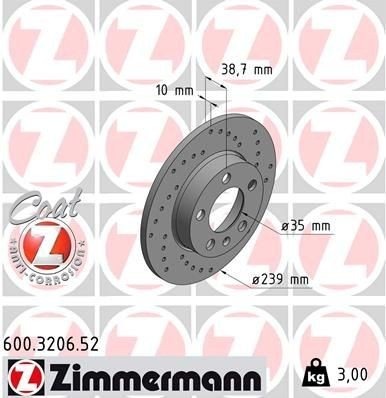 ZIMMERMANN 600.3206.52 Bremseskive ZIMMERMANN 600.3206.52 Bremseskive