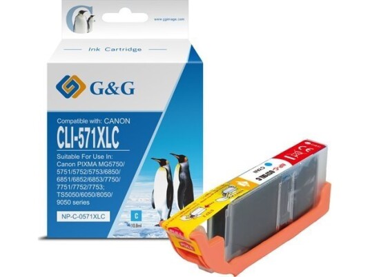 G&G G&G-Kompatibelt Blekk / Blekk Med Cli571c Xl Cyan 10,8 Ml Ml Np-C-0Cl571xlc Høy Kapasitet Canon Pixma Mg5750 Mg5751 Mg5752 Mg57