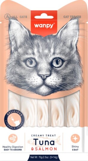 Wanpy Cat Creamy Lickable Treat Tuna & Salmon 70 g 5x14 g 70 g 5x14 g
