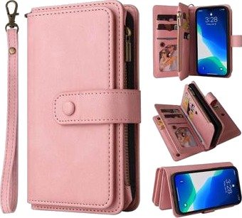 Multipurpose Serie iPhone 14 Pro Lommebok-deksel - Rosa