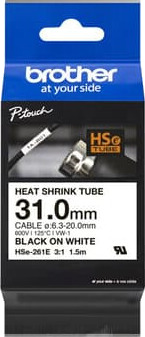 Brother Tape Varmekrympeslange 31mm Hse-261e Svart/hvit