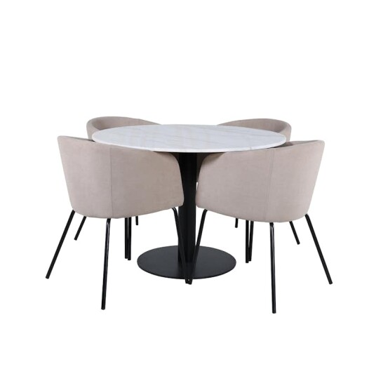 Venture Home Spisegruppe Venture Home Estelle Ø106 cm med 4 Berit Stoler GR22257