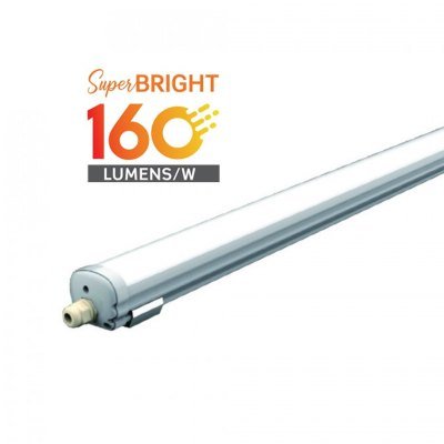 V-Tac vanntett 32W komplett LED armatur - 150 cm, 160 lm/W, gjennomgangskobling, IP65, 230V - Dimbar : Ikke dimbar, Kulør : Nøytral V-Tac vanntett 32W komplett LED armatur - 150 cm, 160 lm/W, gjennomgangskobling, IP65, 230V - Dimbar : Ikke dimbar, Kulør : Nøytral