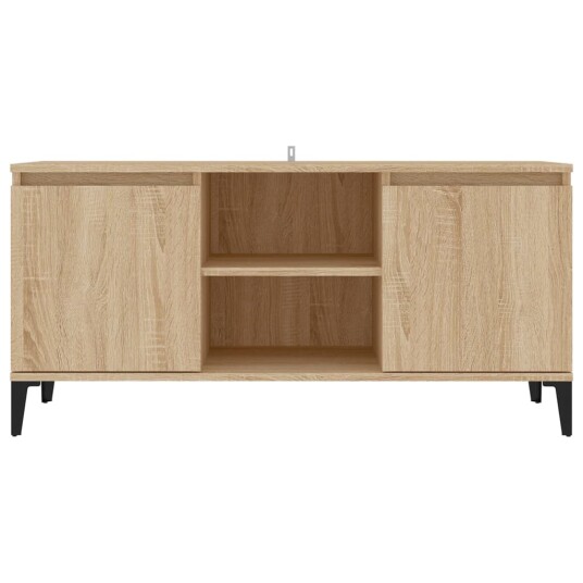 vidaXL TV-benk med metallben sonoma eik 103,5x35x50 cm