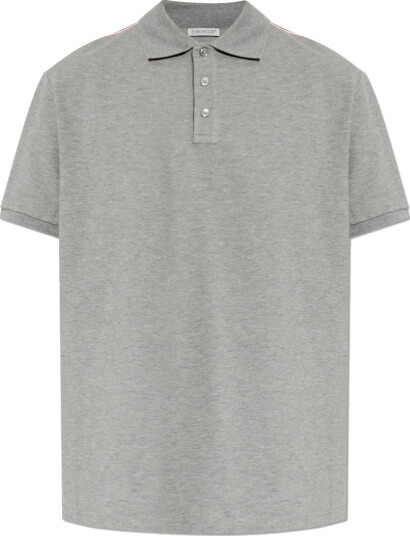 Moncler Tricolore Shoulder Polo Light Grey Moncler Tricolore Shoulder Polo Light Grey