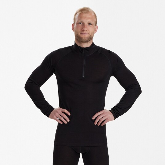 Deerhunter Quinn Merino Â½ Zip Undershirt Black Oak M