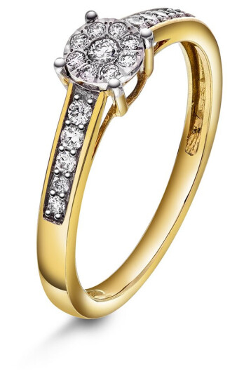 Pan Jewelry Ring i gull 585 med diamanter 0,20 ct WP størrelse 54