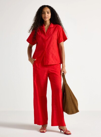 Lindex Trousers With Embroidery Red XS Lindex Trousers With Embroidery Red XS