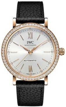 IWC Dameklokke IW658603 Portofino Sølvfarget/Lær Ø37 mm