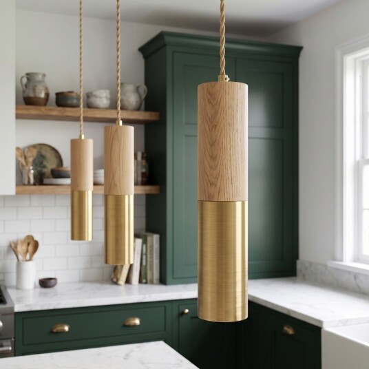 Home Décor MALM E14 sylinderpendel gull/tre 2m ledning med rosett uten lyskilde Home Décor MALM E14 sylinderpendel gull/tre 2m ledning med rosett uten lyskilde
